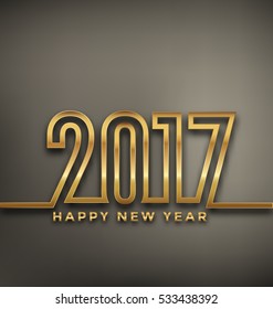 2017 - new year greeting design - gold typography on gray background