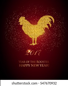 2017 New Year holiday background with rooster symbol. Vector.