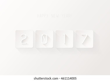 2017 New Year illustration on very light background.
