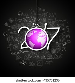 2017 New Year Infographic and Business Plan Background for your Flyers and Greetings Card with Hand Crawn Business and infographic sketches.
