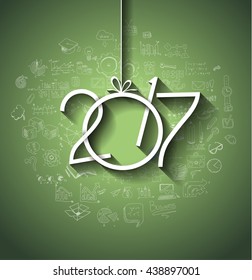 2017 New Year Infographic and Business Plan Background for your Flyers and Greetings Card with Hand Crawn Business and infographic sketches.