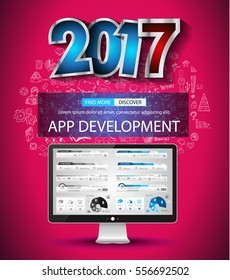 2017 New Year Infographic and Business Plan Background for your Flyers and Hand Drawn Business and infographic sketches.