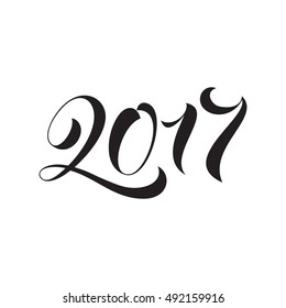 2017 New Year lettering for greeting card, calendar, poster. Christmas Handwritten modern brush calligraphy