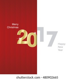 2017 New Year red gold gray background