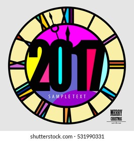 2017 New Year round clock