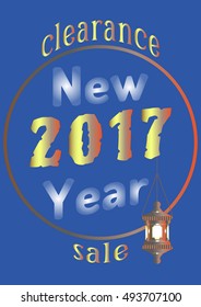 2017 New Year sale with an old lantern