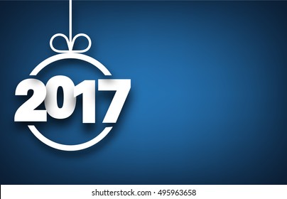 Neujahr 2017 auf blauem Hintergrund. Vektorgrafik.