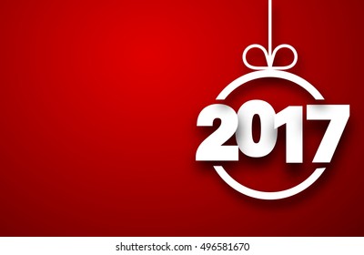 2017 New Year sign on red background. Vector illustration.