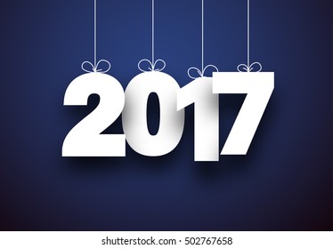 2017 New Year sign on blue background. Vector illustration.