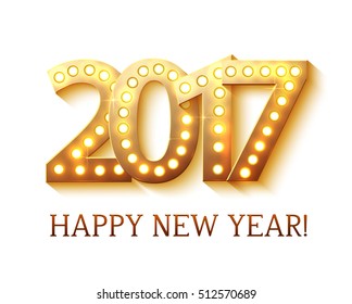 the 2017 new year symbol with light bulbs, vector