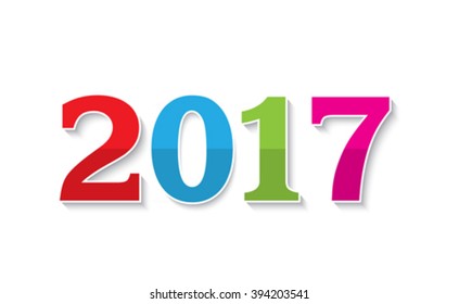 2017 new year text design on white background