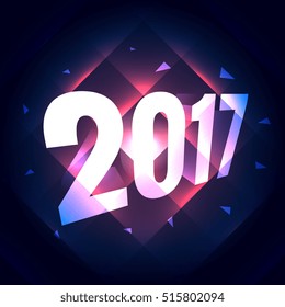 2017 new year text effect with shiny lines