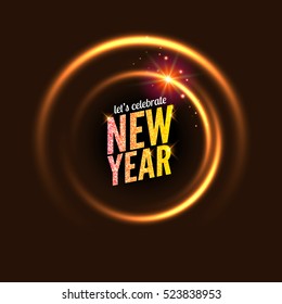 2017 new year vector background glowing circle frame. Light abstract wallpaper. Happy New Year celebration invitation card