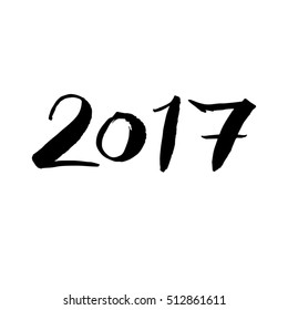 2017 new year vector calligraphy illustration isolated on white