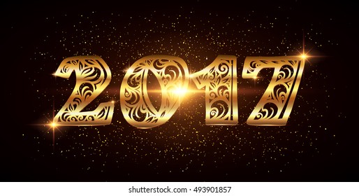 2017 new year vector ornate golden number