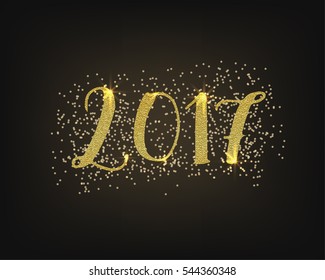 2017 number with gold glitter design in vector illustration. Concept for greeting card in new year season