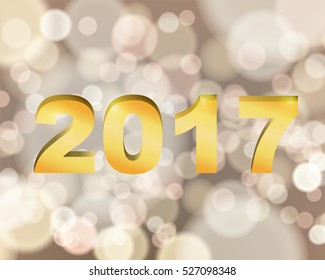 2017 number on bokeh background. Concept design for greeting card, poster, banner on Christmas and new year season in vector illustration