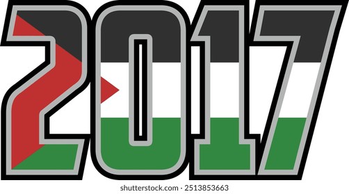 2017 number vector design has a palestinian flag motif