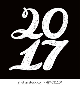 2017 numbers for quote lettering. Happy New Year. Decorative Trended Alphabet. Display font and numbers. Hand drawn letters in old fashion vintage style. 