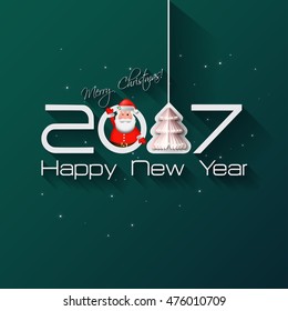 2017 Origami Happy New Year Tree
greeting card or background. Vector illustration.