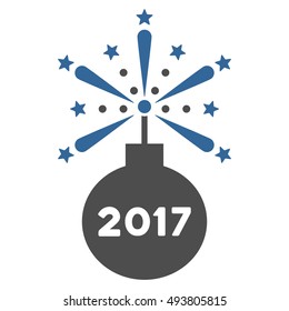 2017 Petard vector pictogram. Style is flat graphic symbol, cobalt and gray colors, white background.
