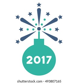 2017 Petard vector pictogram. Style is flat graphic symbol, cobalt and cyan colors, white background.