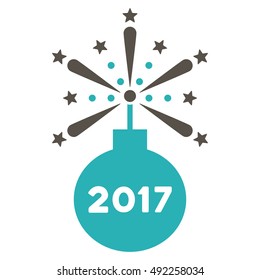 2017 Petard vector pictograph. Style is flat graphic symbol, grey and cyan colors, white background.