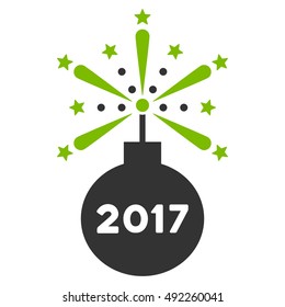 2017 Petard vector pictograph. Style is flat graphic symbol, eco green and gray colors, white background.
