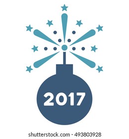2017 Petard vector pictograph. Style is flat graphic symbol, cyan and blue colors, white background.