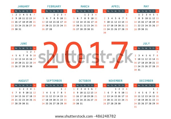 2017 Pocket Calendar Template Calendar Grid Stock Vector (Royalty 2017 Pocket Calendar Template Calendar Grid Stock Vector (Royalty