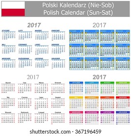 2017 Polish Mix Calendar Sun-Sat on white background
