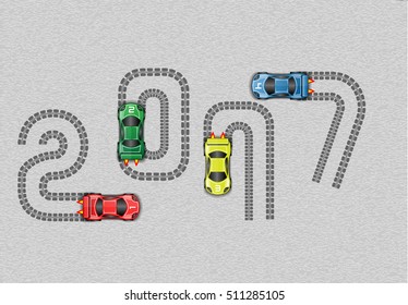 2017 RACE CARS HAPPY NEW YEAR
