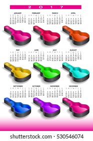 2017 rainbow of nine guitar cases calendar