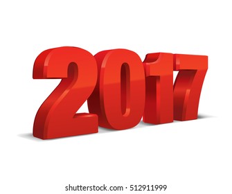2017 red text 3d. for calendar background isolated on white.  Vector, eps