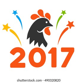 2017 Rooster Year Celebration Fireworks icon. Vector style is flat iconic symbol on a white background.