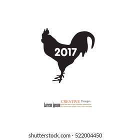 2017 with rooster.happy new year 2017.vector illustration.