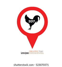 2017 with rooster.happy new year 2017.vector illustration.