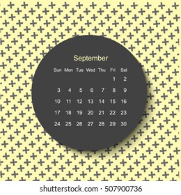 2017 September calendar.Modern creative geometric minimal Gold background.Black, Gold and white. Trendy stylish pattern and calendar September 2017.Scandinavian style and trendy colors. Poster design.