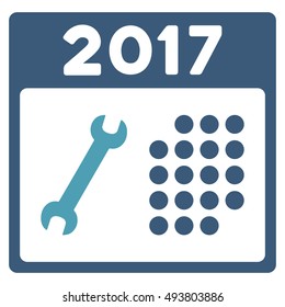 2017 Service Calendar vector icon. Style is flat graphic symbol, cyan and blue colors, white background.