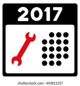 2017 Service Calendar vector pictogram. Style is flat graphic symbol, intensive red and black colors, white background.