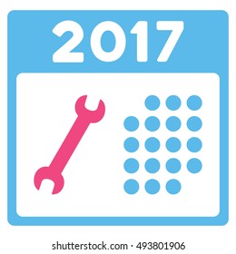 2017 Service Calendar vector pictograph. Style is flat graphic symbol, pink and blue colors, white background.
