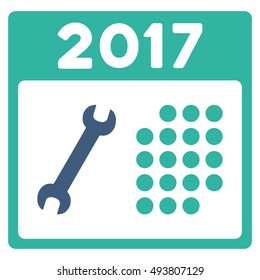 2017 Service Calendar vector pictograph. Style is flat graphic symbol, cobalt and cyan colors, white background.