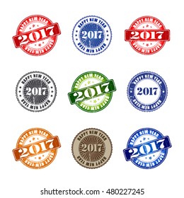 2017 Set of Happy New Year grunge rubber stamp. 
Vector illustration