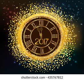 2017 shiny New Year Clock background