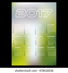 2017 simple business wall calendar abstract blur color background eps10