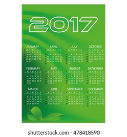 2017 simple business wall calendar green color abstract background eps10