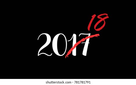 2017 slashes to 2018 on black background