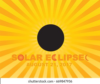 2017 Solar Eclipse Totality across America USA numeral and text on sun rays background color vector illustration