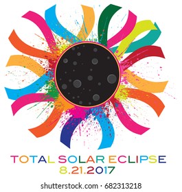 2017 Solar Eclipse Totality Corona text color vector illustration