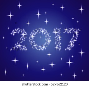 2017 stars numbers Blue background New Year composition vector illustration